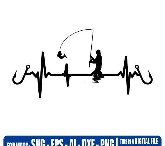 Heartbeat Fishing Car Styling Funny, Cricut Cut File, svg files for Cricut, Instant Download, Svg, Png, AI, Dxf - Multipurpose, svg, cut, dxf, eps, ai, cricut, silhouette, plotter, vinyl, decal, sticker, wall decor, tshirt