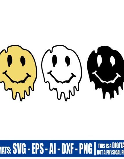 Melting Smiley Face, dripping smiley face svg, happy face svg, smiley face clipart, happy svg, digital download,