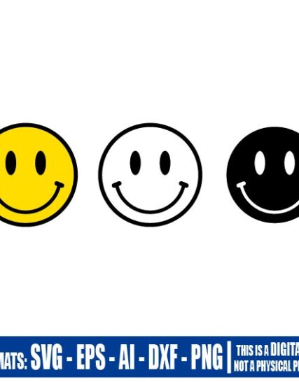 Smiley Face, Multipurpose, svg, cut, dxf, eps, ai, cricut, silhouette, plotter, vinyl, decal, sticker, wall decor, tshirt, JPEG Files for the Cricut Cutting Machine