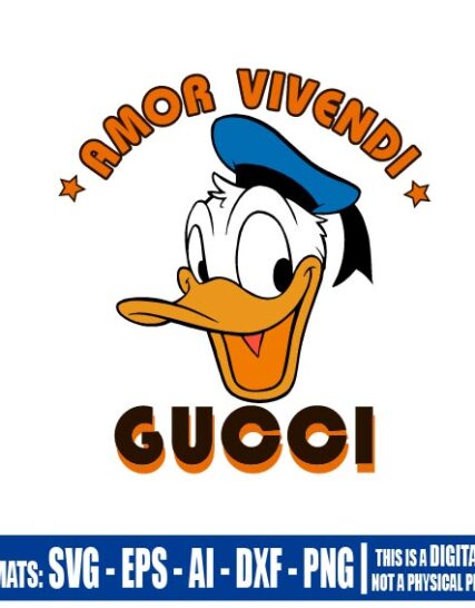 Donal duck gucci amor vivendi, Multipurpose, svg, cut, dxf, eps, ai, cricut, silhouette, plotter, vinyl, decal, sticker, wall decor, tshirt, SVG and JPEG Files for the Cricut Cutting Machine