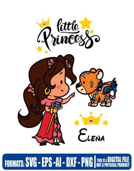 Little princess Elena, disney, cricut, eps, svg, pdf, png, file cut, t-shirt, file art, Multipurpose, svg, cut, dxf, eps, ai, cricut, silhouette, plotter, vinyl, decal, sticker, wall decor, tshirt, Cricut Cutting Machine