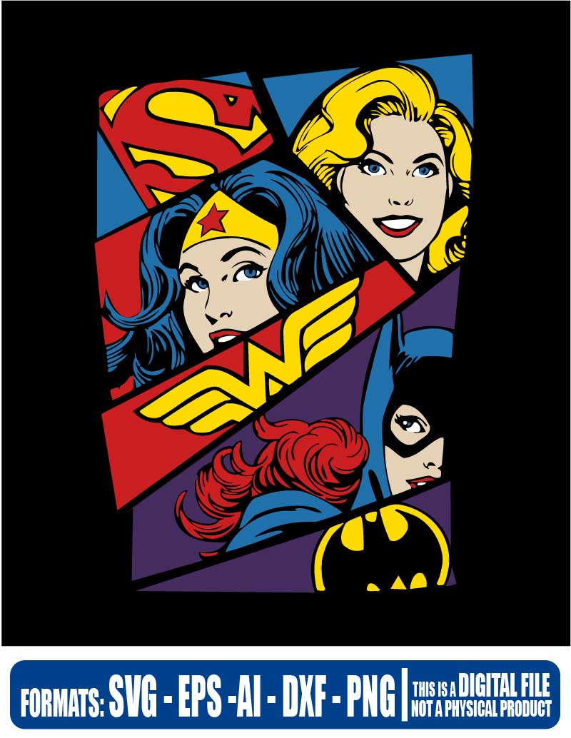 Superwoman and wonderwoman, marvel, Trending, cricut, eps, svg, pdf, png, file cut, t-shirt, file art, Multipurpose, svg, cut, dxf, eps, ai, cricut, silhouette, plotter, vinyl, decal, sticker, wall decor, tshirt, Cricut Cutting Machine, chucky 2021