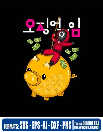 Squid game pig with soldier, squid game, squid game 456, 456, netflix, cricut, eps, svg, pdf, png, file cut, t-shirt, file art, Multipurpose, svg, cut, dxf, eps, ai, cricut, silhouette, plotter, vinyl, decal, sticker, wall decor, tshirt, Cricut Cutting Machine