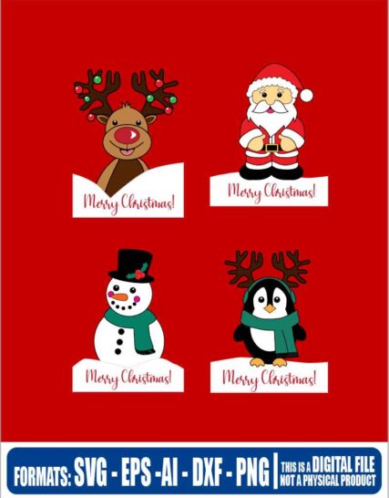 Merry christmas character, Christmas, cricut, eps, svg, pdf, png, file cut, t-shirt, file art, Multipurpose, svg, cut, dxf, eps, ai, cricut, silhouette, plotter, vinyl, decal, sticker, wall decor, tshirt, Cricut Cutting Machine