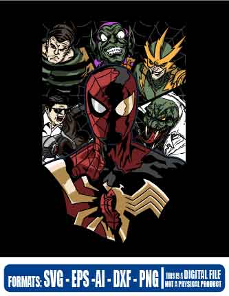 Spiderman with villains, spiderman, marvel, spiderman no way home, spiderman 2021, marvel, comic, cricut, eps, svg, disney, mickey, christmas, pdf, png, file cut, t-shirt, file art, Multipurpose, svg, cut, dxf, eps, ai, cricut, silhouette, plotter, vinyl, decal, sticker, wall decor, tshirt, Cricut Cutting Machin