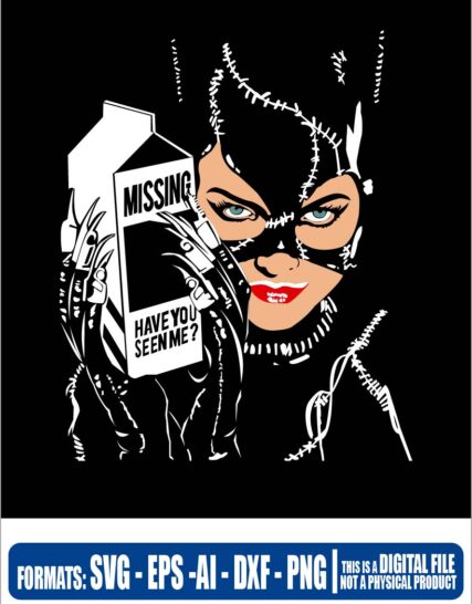 Catwoman milk missing have you seen me, comic, marvel, gatubela, cricut, eps, svg, pdf, png, file cut, t-shirt, file art, Multipurpose, svg, cut, dxf, eps, ai, cricut, 14 de febrerosilhouette, plotter, vinyl, decal, sticker, wall decor, tshirt, Cricut Cutting Machine, Scalable Vector Graphics