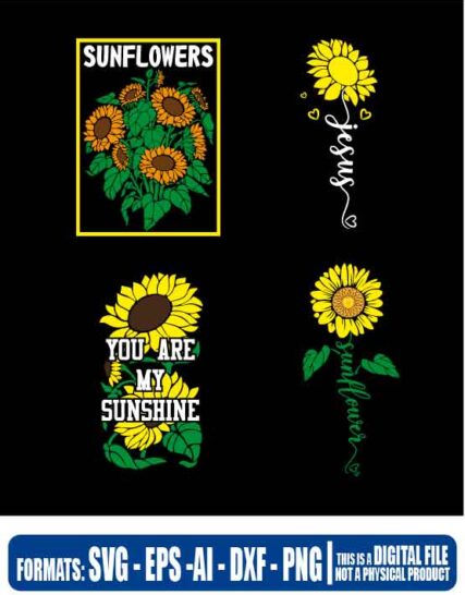 Sunflowers 2, flowers, phrases, svg, cricut, eps, svg, pdf, png, file cut, t-shirt, file art, Multipurpose, svg, cut, dxf, eps, ai, cricut, 14 de febrerosilhouette, plotter, vinyl, decal, sticker, wall decor, tshirt, Cricut Cutting Machine, Scalable Vector Graphics