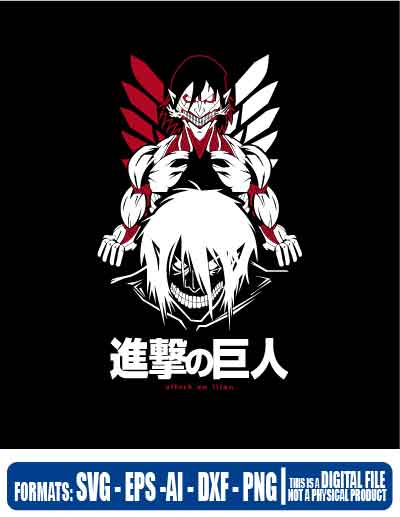 Attack on titan, ataque de titanes, anime,  svg, cricut, eps, svg, pdf, png, file cut, t-shirt, file art, Multipurpose, svg, cut, dxf, eps, ai, cricut, silhouette, plotter, vinyl, decal, sticker, wall decor, tshirt, Cricut Cutting Machine, Scalable Vector Graphics