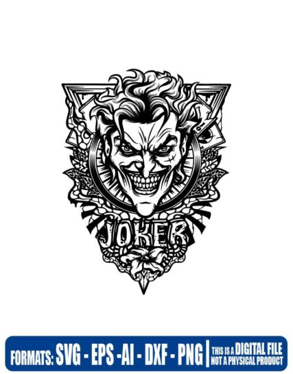 Joker face, joker, batman, svg, cricut, eps, svg, pdf, png, file cut, t-shirt, file art, Multipurpose, svg, cut, dxf, eps, ai, cricut, silhouette, plotter, vinyl, decal, sticker, wall decor, tshirt, Cricut Cutting Machine, Scalable Vector Graphics