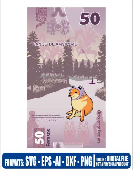 Billete 50 pesos mexico amsiedad perro ajolote, ajolote, mexico, 50 pesos, axolote, eps, svg, pdf, png, file cut, t-shirt, file art, Multipurpose, svg, cut, dxf, eps, ai, cricut, silhouette, plotter, vinyl, decal, sticker, wall decor, tshirt, Cricut Cutting Machine