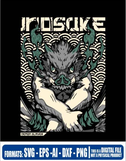 Demon slayer Inosuke, anime, svg, cricut, eps, svg, pdf, png, file cut, t-shirt, file art, Multipurpose, svg, cut, dxf, eps, ai, cricut, silhouette, plotter, vinyl, decal, sticker, wall decor, tshirt, Cricut Cutting Machine