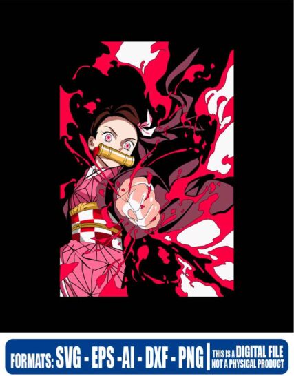 Demon slayer kimetsu no yaiba nesuko, anime, svg, cricut, eps, svg, pdf, png, file cut, t-shirt, file art, Multipurpose, svg, cut, dxf, eps, ai, cricut, silhouette, plotter, vinyl, decal, sticker, wall decor, tshirt, Cricut Cutting Machine, Scalable Vector Graphics