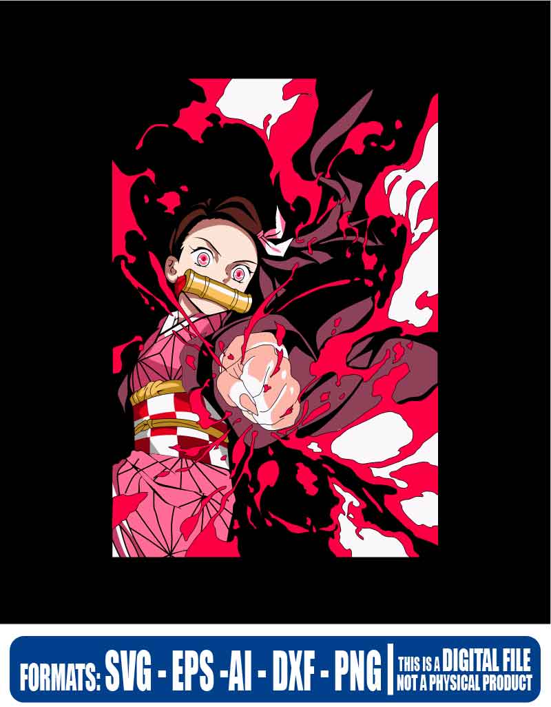 Demon slayer kimetsu no yaiba nesuko, anime, svg, cricut, eps, svg, pdf, png, file cut, t-shirt, file art, Multipurpose, svg, cut, dxf, eps, ai, cricut, silhouette, plotter, vinyl, decal, sticker, wall decor, tshirt, Cricut Cutting Machine, Scalable Vector Graphics