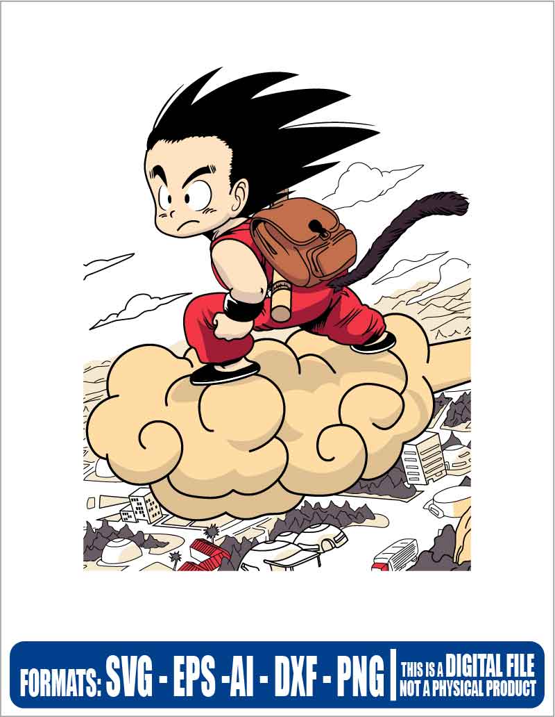 Dragon ball Goku cloud on the city, goku, eps, svg, pdf, png, file cut, t-shirt, file art, Multipurpose, svg, cut, dxf, eps, ai, cricut, silhouette, plotter, vinyl, decal, sticker, wall decor, tshirt, Cricut Cutting Machine