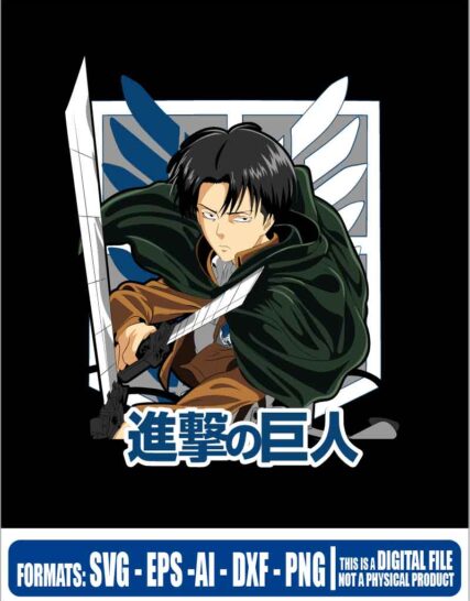 Shingeki no kyojin Levi,  svg, cricut, eps, svg, pdf, png, file cut, t-shirt, file art, Multipurpose, svg, cut, dxf, eps, ai, cricut, silhouette, plotter, vinyl, decal, sticker, wall decor, tshirt, Cricut Cutting Machine, Scalable Vector Graphics