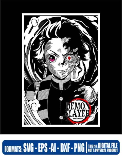 Demon slayer tanjiro face black, anime, svg, cricut, eps, svg, pdf, png, file cut, t-shirt, file art, Multipurpose, svg, cut, dxf, eps, ai, cricut, silhouette, plotter, vinyl, decal, sticker, wall decor, tshirt, Cricut Cutting Machine, Scalable Vector Graphics