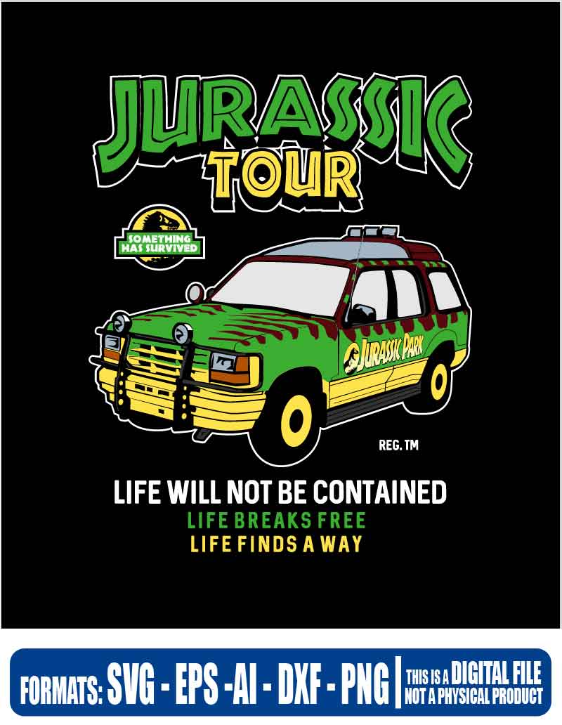 Jurassic park Jurassic tour car, svg, cricut, eps, svg, pdf, png, file cut, t-shirt, file art, Multipurpose, svg, cut, dxf, eps, ai, cricut, silhouette, plotter, vinyl, decal, sticker, wall decor, tshirt, Cricut Cutting Machine, Scalable Vector Graphics
