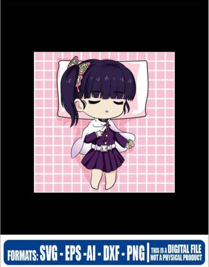 Demon slayer kanao chibi sleeping cushion, Kimetsu no Yaiba, anime, svg, cricut, eps, svg, pdf, png, file cut, t-shirt, file art, Multipurpose, svg, cut, dxf, eps, ai, cricut, silhouette, plotter, vinyl, decal, sticker, wall decor, tshirt, Cricut Cutting Machine, Scalable Vector Graphics