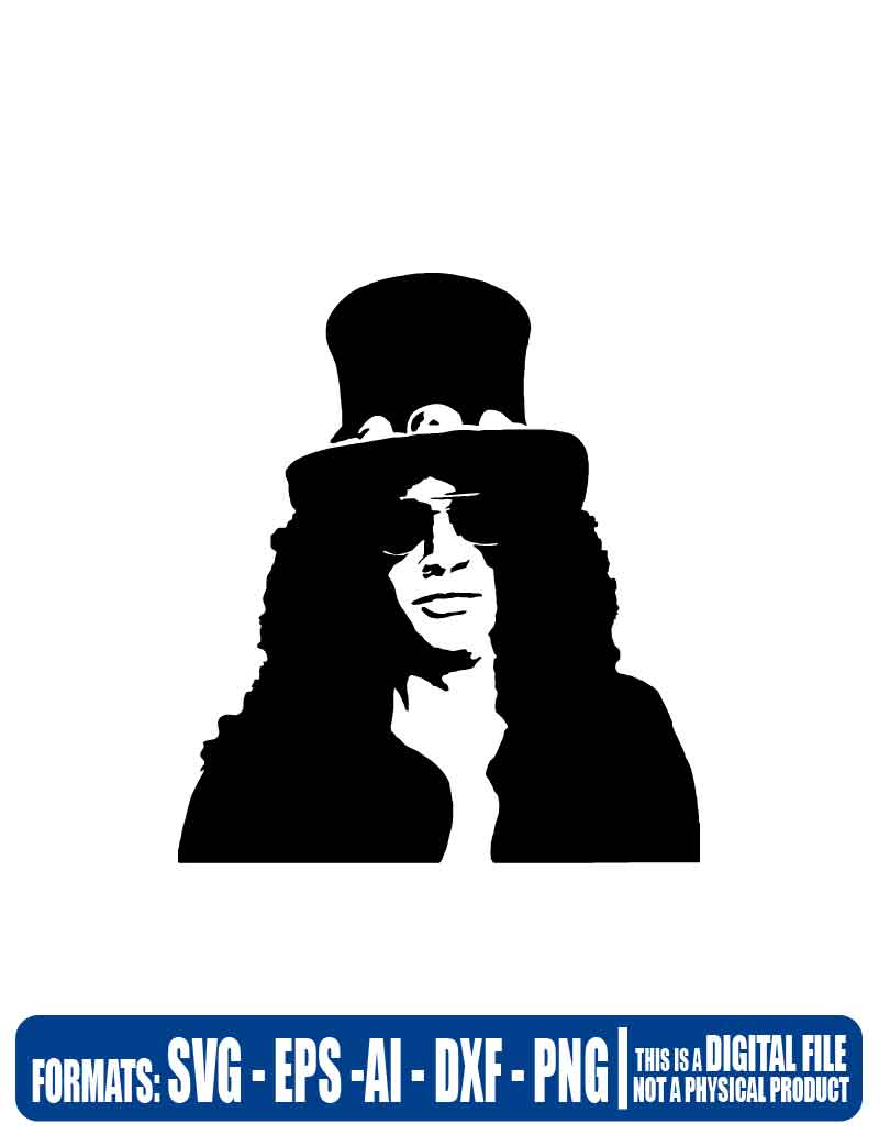 Slash face guns n roses, rock, heavy metal, svg, cricut, eps, svg, pdf ...