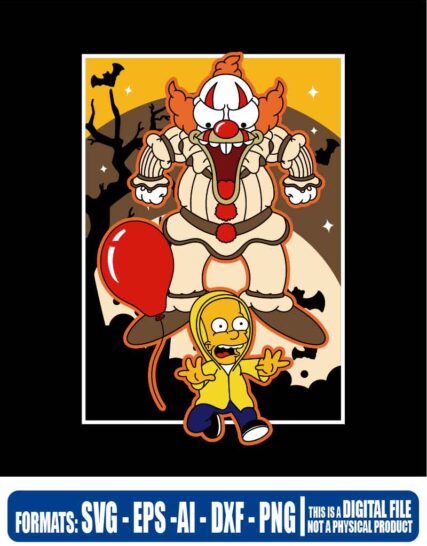 The simpson Halloween krusty and bart running it, The simpsons Halloween, it, bart, svg, cricut, eps, svg, pdf, png, file cut, t-shirt, file art, Multipurpose, svg, cut, dxf, eps, ai, cricut, silhouette, plotter, vinyl, decal, sticker, wall decor, tshirt, Cricut Cutting Machine, Scalable Vector Graphics