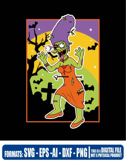 The simpson Halloween marge, The simpsons Halloween, marge, svg, cricut, eps, svg, pdf, png, file cut, t-shirt, file art, Multipurpose, svg, cut, dxf, eps, ai, cricut, silhouette, plotter, vinyl, decal, sticker, wall decor, tshirt, Cricut Cutting Machine, Scalable Vector Graphics