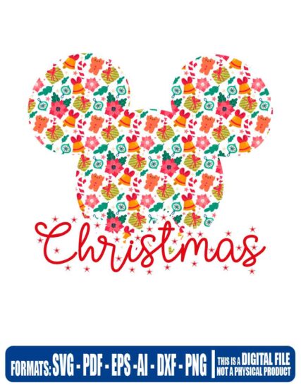 Christmas mickey head disney, svg, cricut, eps, svg, pdf, png, file cut, t-shirt, file art, Multipurpose, svg, cut, dxf, eps, ai, cricut, silhouette, plotter, vinyl, decal, sticker, wall decor, tshirt, Cricut Cutting Machine, Scalable Vector Graphics