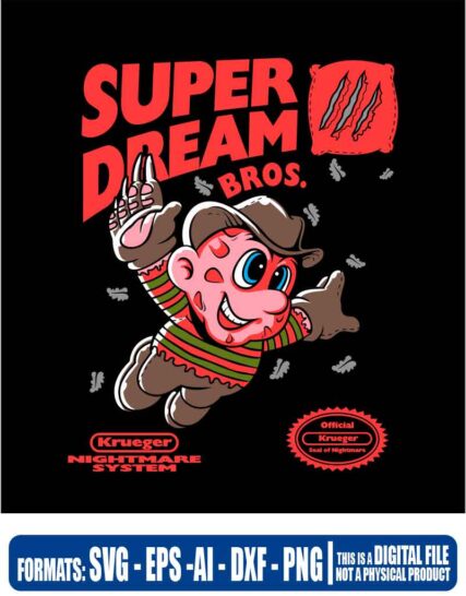 Halloween mario bros freddy grueger, nintendo, svg, cricut, eps, svg, pdf, png, file cut, t-shirt, file art, Multipurpose, svg, cut, dxf, eps, ai, cricut, silhouette, plotter, vinyl, decal, sticker, wall decor, tshirt, Cricut Cutting Machine, Scalable Vector Graphics