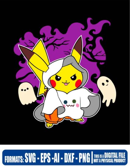 Halloween pokemon pikachu ghost, svg, cricut, eps, svg, pdf, png, file cut, t-shirt, file art, Multipurpose, svg, cut, dxf, eps, ai, cricut, silhouette, plotter, vinyl, decal, sticker, wall decor, tshirt, Cricut Cutting Machine, Scalable Vector Graphics
