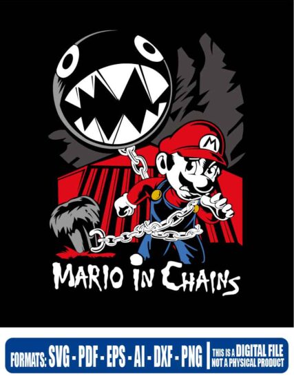 Super mario bros in chains, nintendo, svg, cricut, eps, svg, pdf, png, file cut, t-shirt, file art, Multipurpose, svg, cut, dxf, eps, ai, cricut, silhouette, plotter, vinyl, decal, sticker, wall decor, tshirt, Cricut Cutting Machine, Scalable Vector Graphics