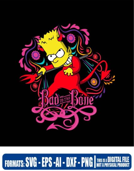 The simpson bart bad to the bone, svg, cricut, eps, svg, pdf, png, file cut, t-shirt, file art, Multipurpose, svg, cut, dxf, eps, ai, cricut, silhouette, plotter, vinyl, decal, sticker, wall decor, tshirt, Cricut Cutting Machine, Scalable Vector Graphics