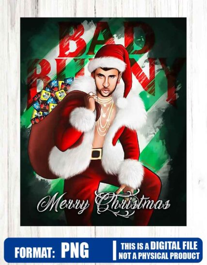 Bad bunny merry christmas, PNG, High Resolution, PNG, clip art, sublimation, instant download, High Resolution, printable, t-shirt shirt file art, print art, Scalable Graphics, dtf