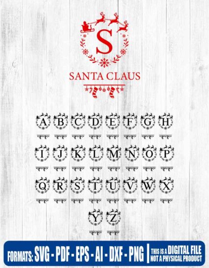 Merry christmas santa claus split letter monogram, svg, cricut, eps, svg, pdf, png, file cut, t-shirt, file art, Multipurpose, svg, cut, dxf, eps, ai, cricut, silhouette, plotter, vinyl, decal, sticker, wall decor, tshirt, Cricut Cutting Machine, Scalable Vector Graphics