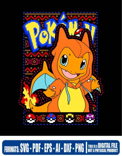 Ugly christmas pokemon charmander, svg, cricut, eps, svg, pdf, png, file cut, t-shirt, file art, Multipurpose, svg, cut, dxf, eps, ai, cricut, silhouette, plotter, vinyl, decal, sticker, wall decor, tshirt, Cricut Cutting Machine, Scalable Vector Graphics