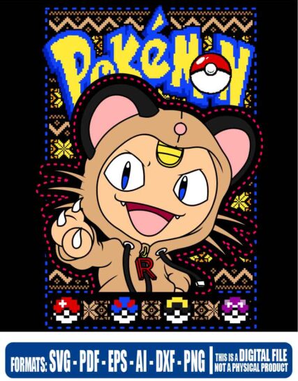 Ugly christmas pokemon meowth, svg, cricut, eps, svg, pdf, png, file cut, t-shirt, file art, Multipurpose, svg, cut, dxf, eps, ai, cricut, silhouette, plotter, vinyl, decal, sticker, wall decor, tshirt, Cricut Cutting Machine, Scalable Vector Graphics