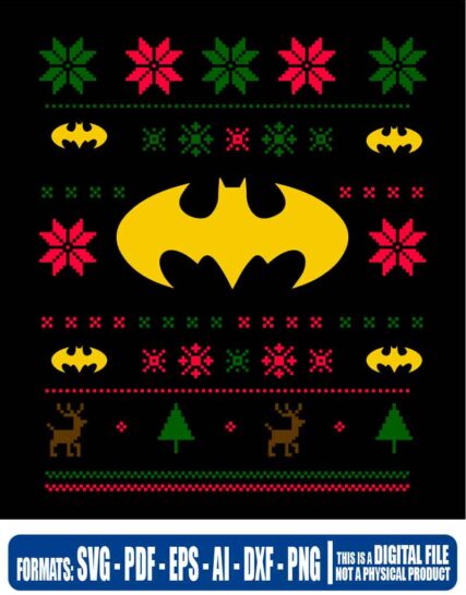 Ugly christmas sweater batman 1, svg, cricut, eps, svg, pdf, png, file cut, t-shirt, file art, Multipurpose, svg, cut, dxf, eps, ai, cricut, silhouette, plotter, vinyl, decal, sticker, wall decor, tshirt, Cricut Cutting Machine, Scalable Vector Graphics