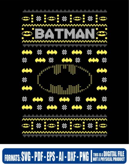 Ugly christmas sweater batman, svg, cricut, eps, svg, pdf, png, file cut, t-shirt, file art, Multipurpose, svg, cut, dxf, eps, ai, cricut, silhouette, plotter, vinyl, decal, sticker, wall decor, tshirt, Cricut Cutting Machine, Scalable Vector Graphics