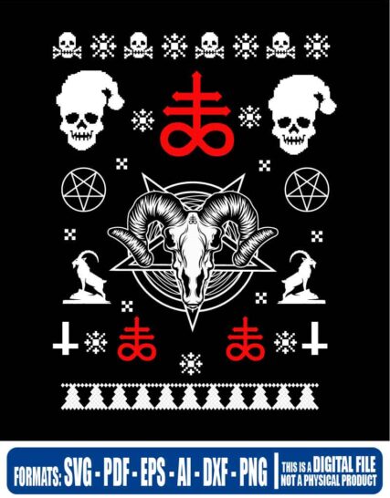 Ugly sweater demon evil skull christmas, navidad, svg, cricut, eps, svg, pdf, png, file cut, t-shirt, file art, Multipurpose, svg, cut, dxf, eps, ai, cricut, silhouette, plotter, vinyl, decal, sticker, wall decor, tshirt, Cricut Cutting Machine, Scalable Vector Graphics