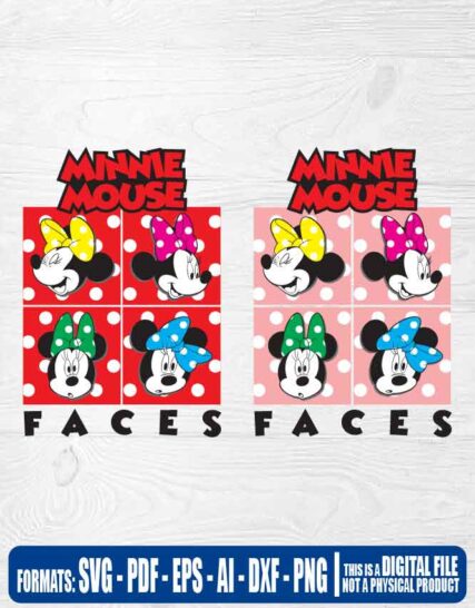 Mickey mouse minnie faces, svg, cricut, eps, svg, pdf, png, file cut, t-shirt, file art, Multipurpose, svg, cut, dxf, eps, ai, cricut, silhouette, plotter, vinyl, decal, sticker, wall decor, tshirt, Cricut Cutting Machine, Scalable Vector Graphics